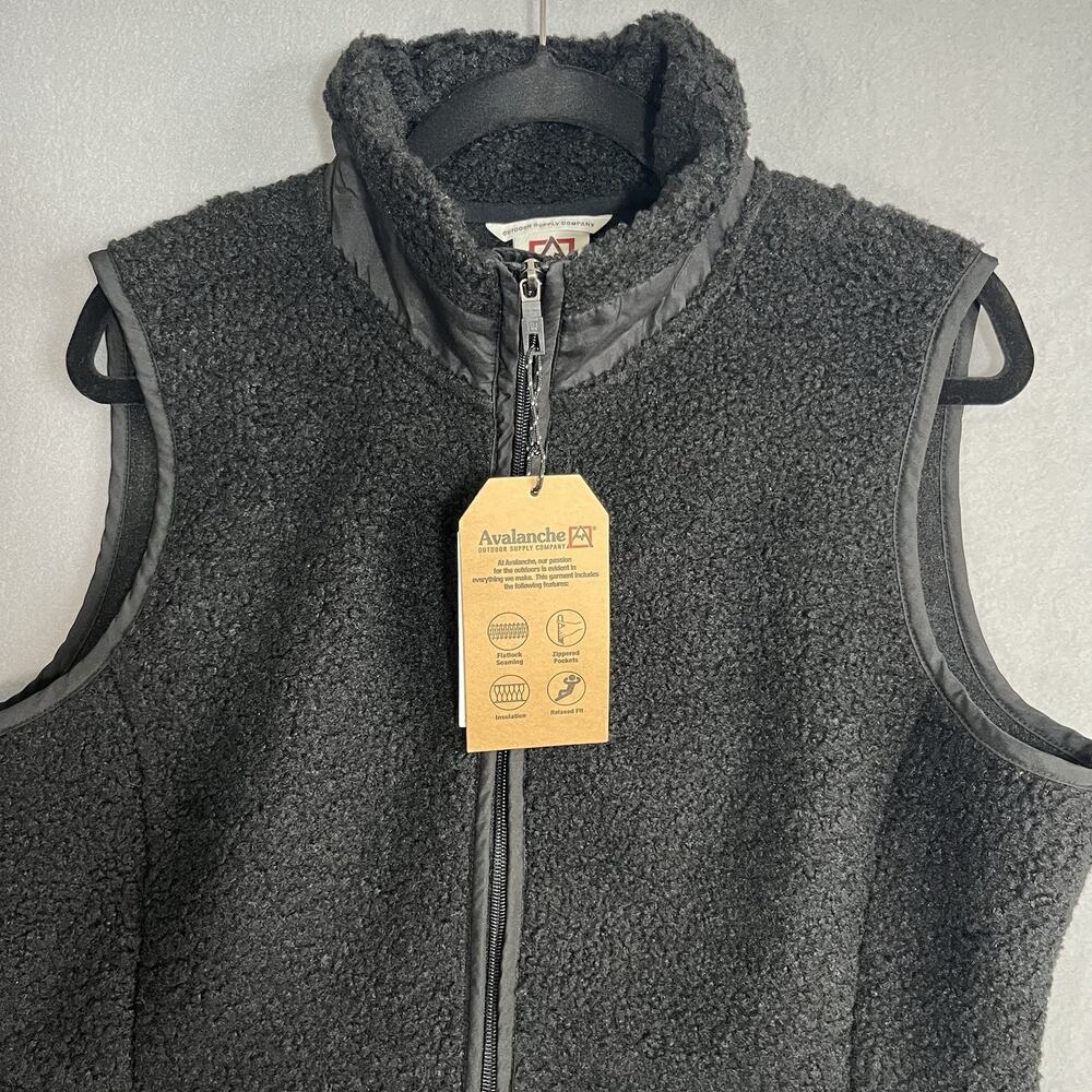Avalanche Sherpa Deep Pile Black Fleece Vest Full Zip‎ Womens XL NWT Fuzzy Warm - Picture 8 of 9